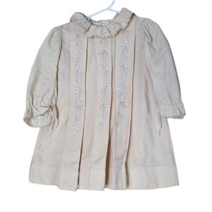 Vintage 1940s cream christening baby toddler ruffled embroidered dress gown 18m